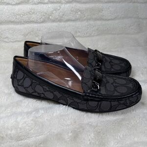 Coach Olive Signature Logo Black Gray Slip on Driving Loafers size 10B